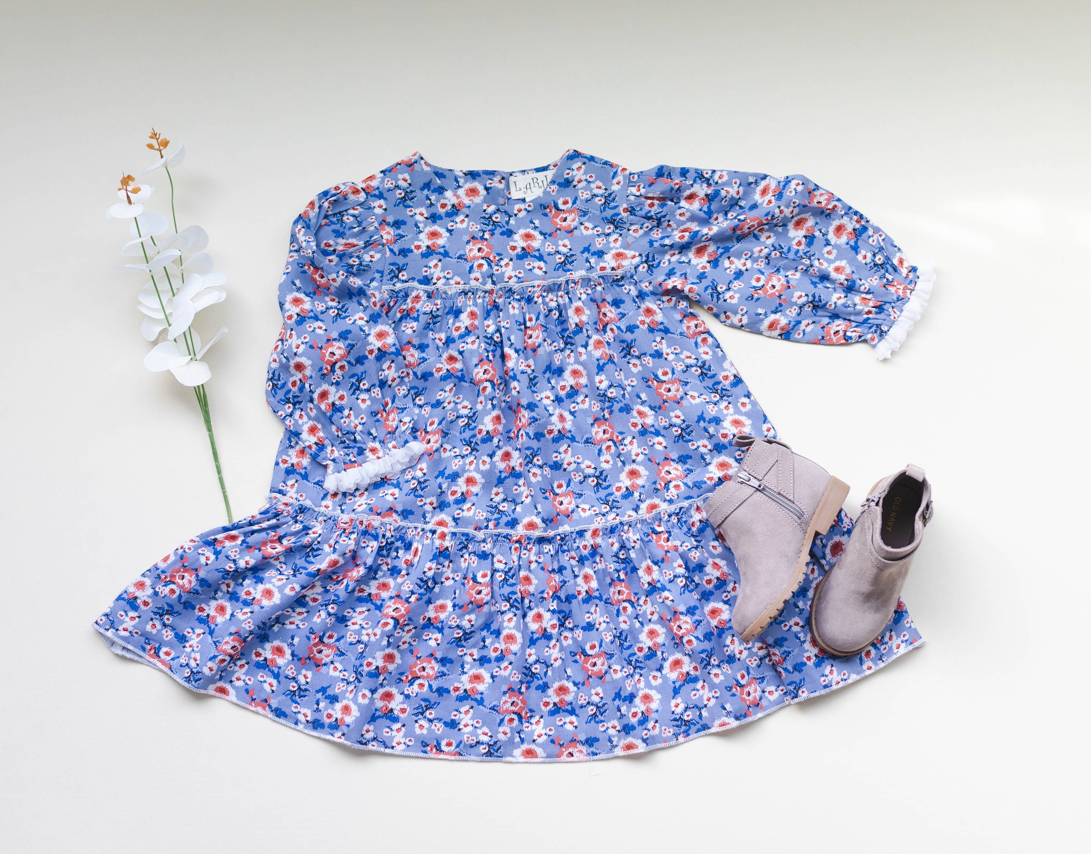 Blue Printed Flared Dress