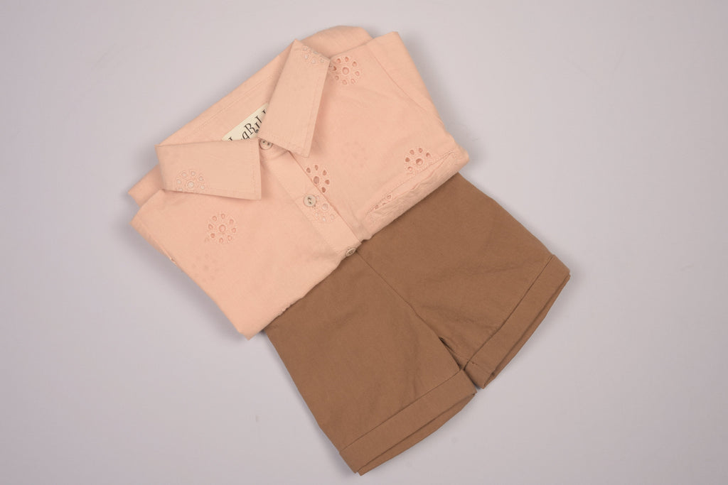 Embroidered Schiffli Boys Shirt and Pant Set