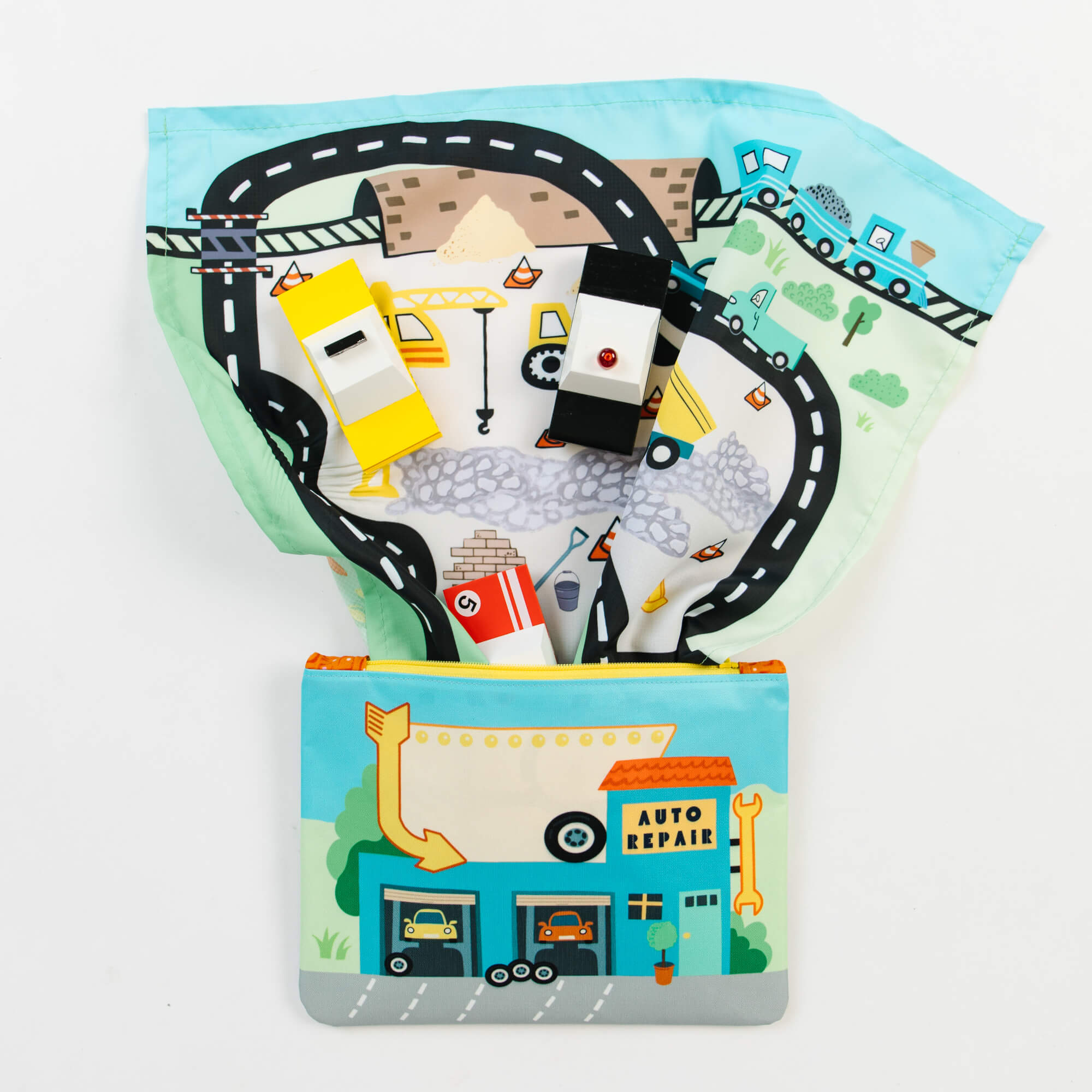 Toy Car Mat & Pouch: All-in-one Travel Entertainment
