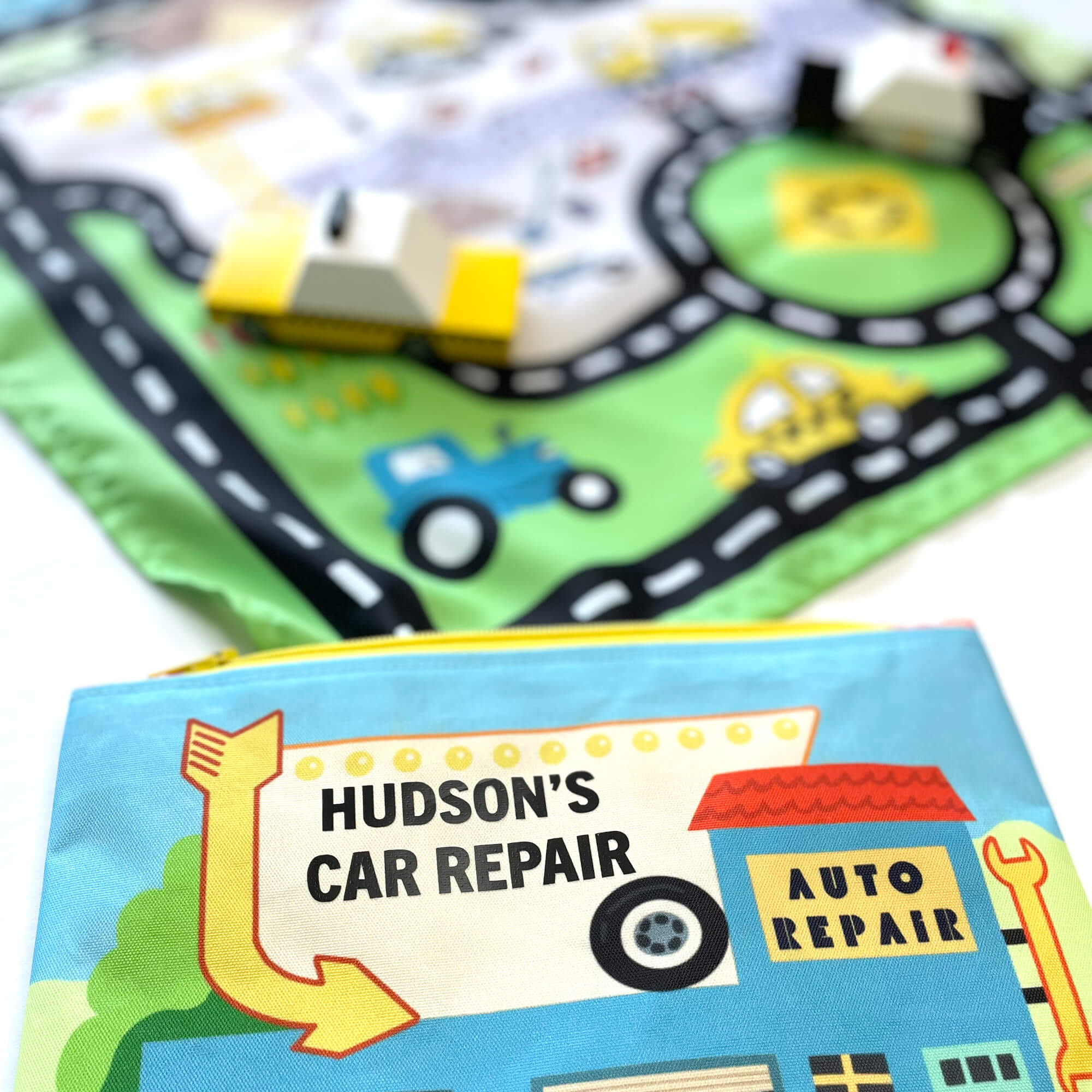 Toy Car Mat & Pouch: All-in-one Travel Entertainment