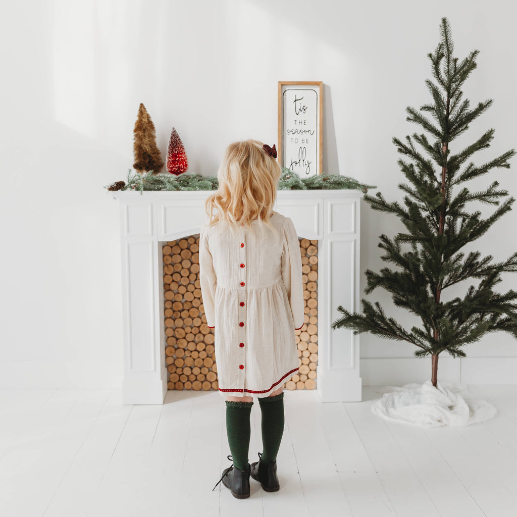 Linen Blend Natural Hand Embroidery Dress